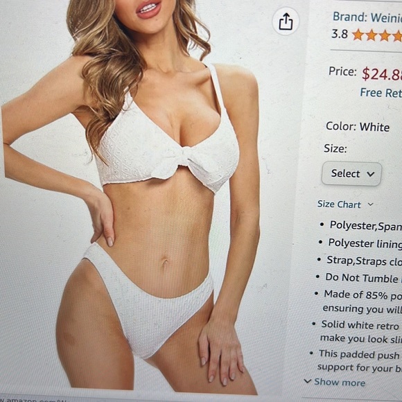 V neck tie knot bikini triangle two piece swimsuits - Picture 2 of 5